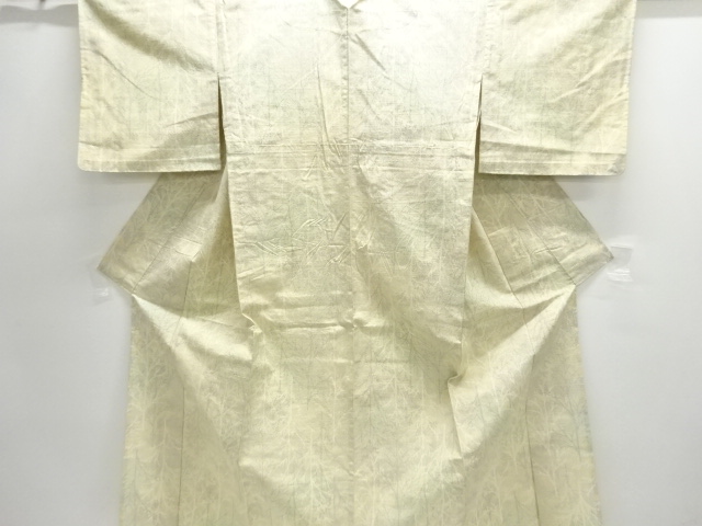 アンティーク　木立模様織り出し十日町紬単衣着物